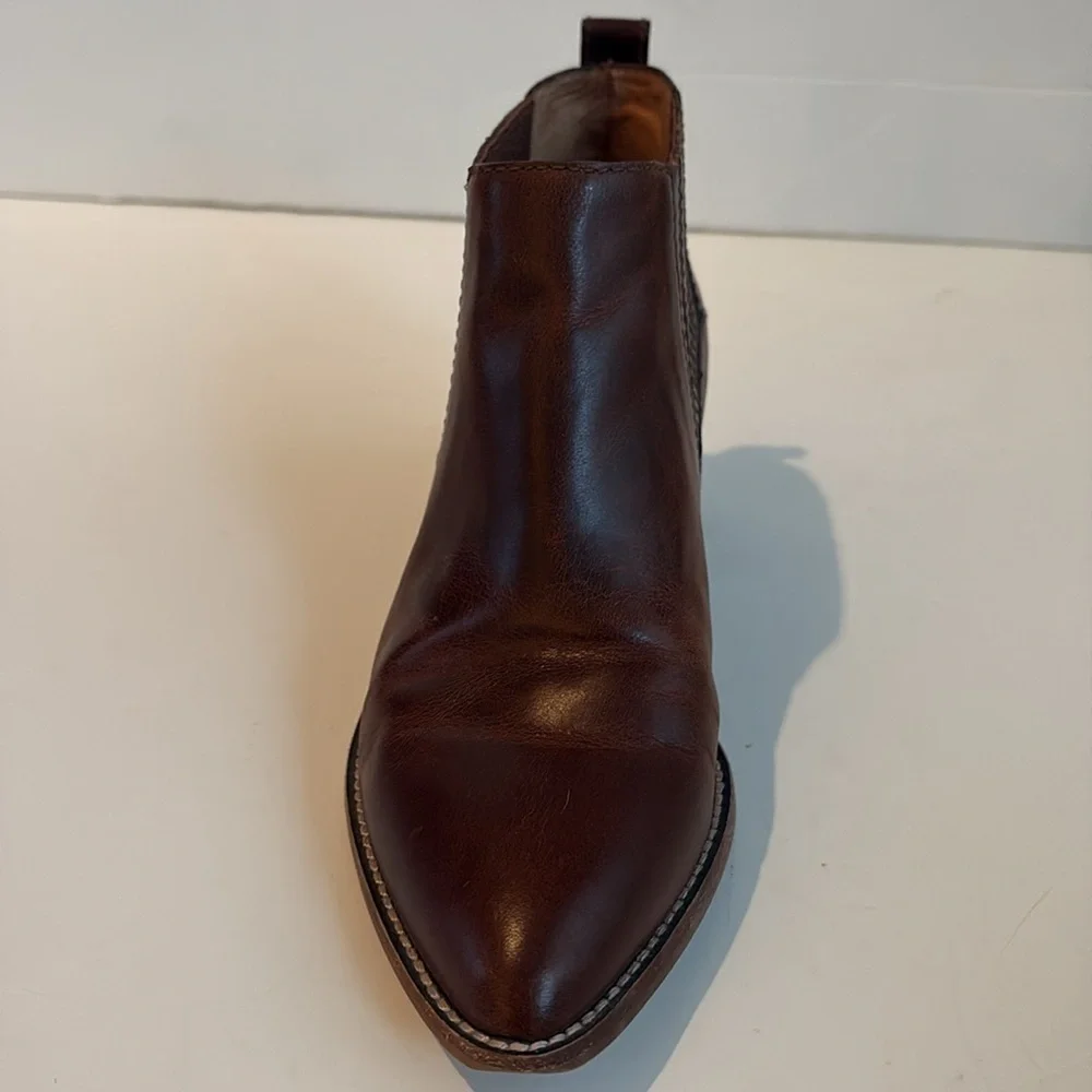 Madewell Bonham bootie ankle cowboy boots brown stacked heel size 7